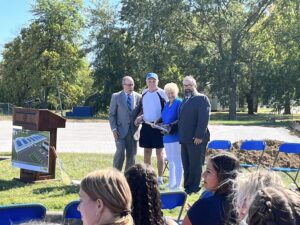 President Dempsey, Don Wilder, Mary Ann Wilder, T-Ray Fletcher at Tennis Court Groundbreaking Ceremony